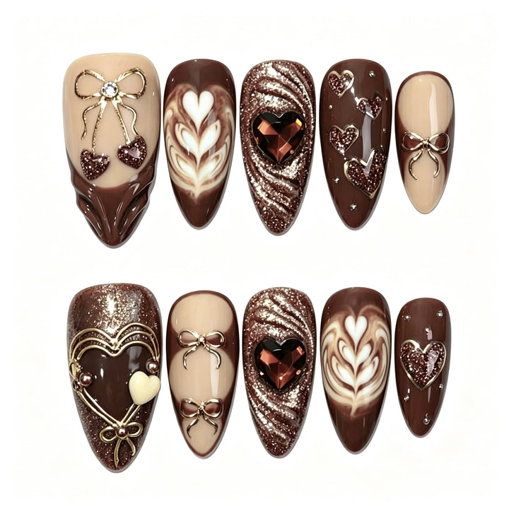 Artistic Gourmet Chocolate-Themed Press-On Nail Art Stornfield