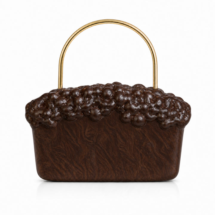 Sculptural Pearl-Embellished Handbag
