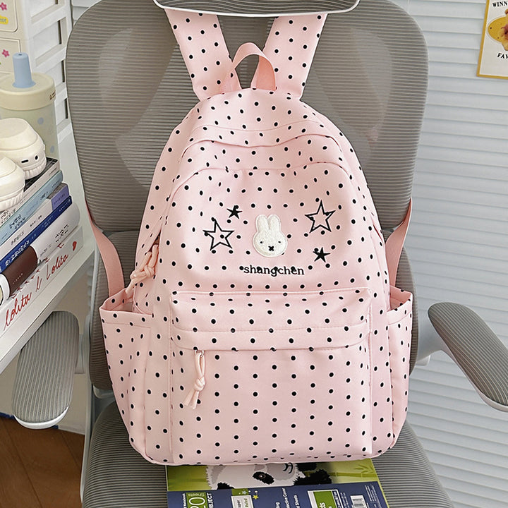 Playful Polka Dot Bunny-Themed Backpack Stornfield