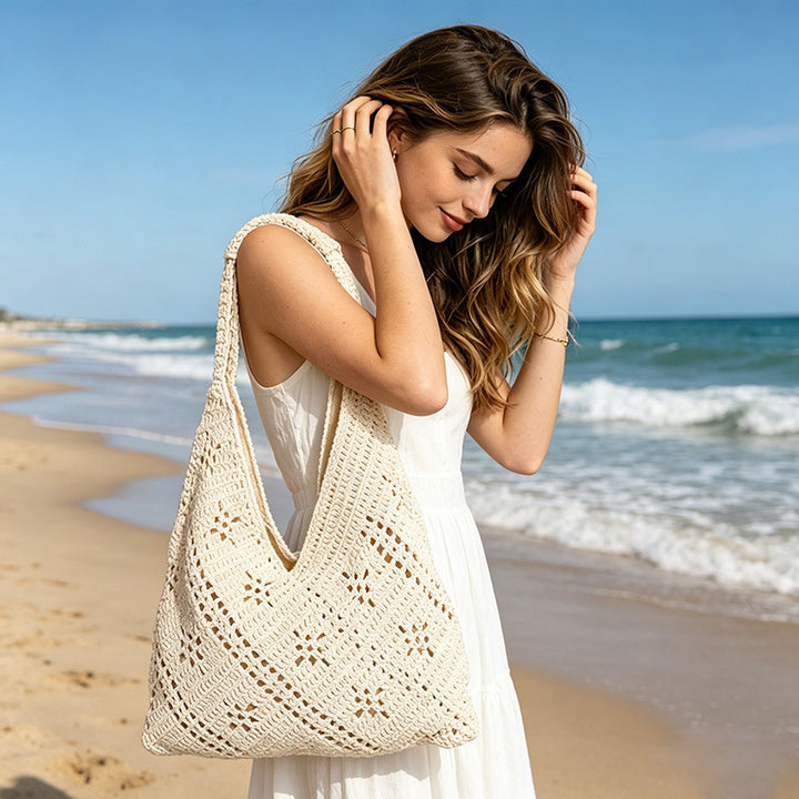 Hand-knotted Tote Bag in V-Design Stornfield