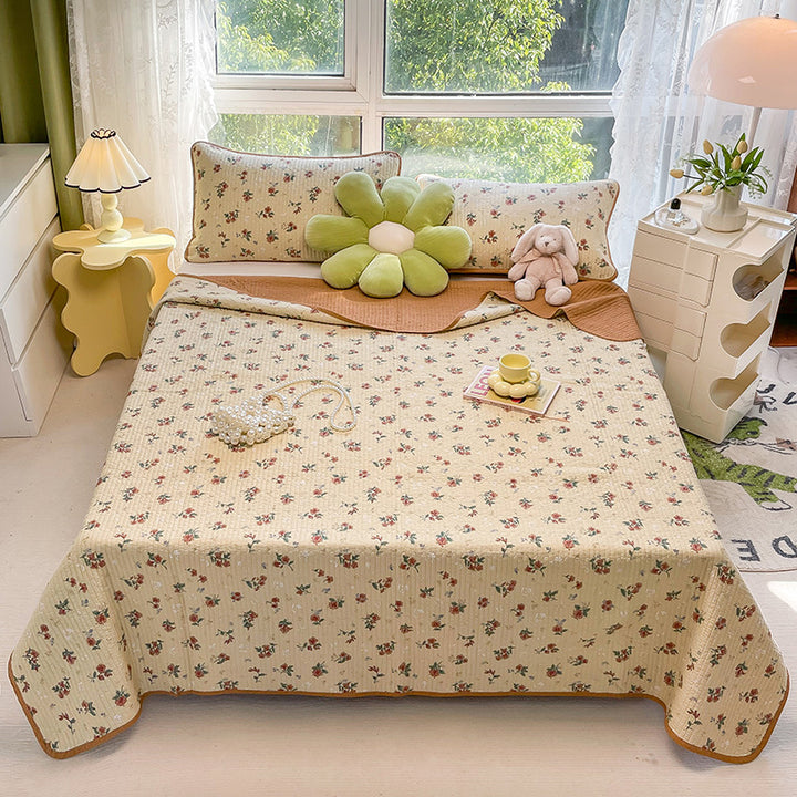 Lightweight Quilted Cotton Bedspread and Mattress Coverlet Set