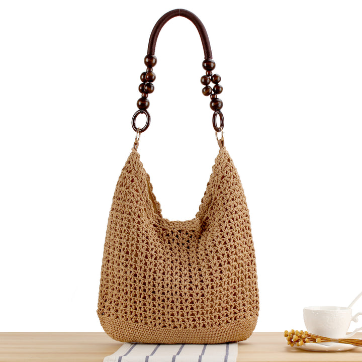 Fashionable shoulder bag with unique wooden handles Stornfield