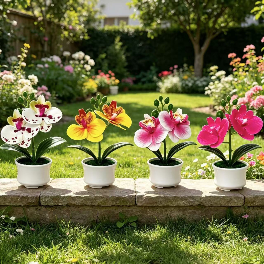 Elegant Artificial Orchid Plant Arrangement for Indoor Decor