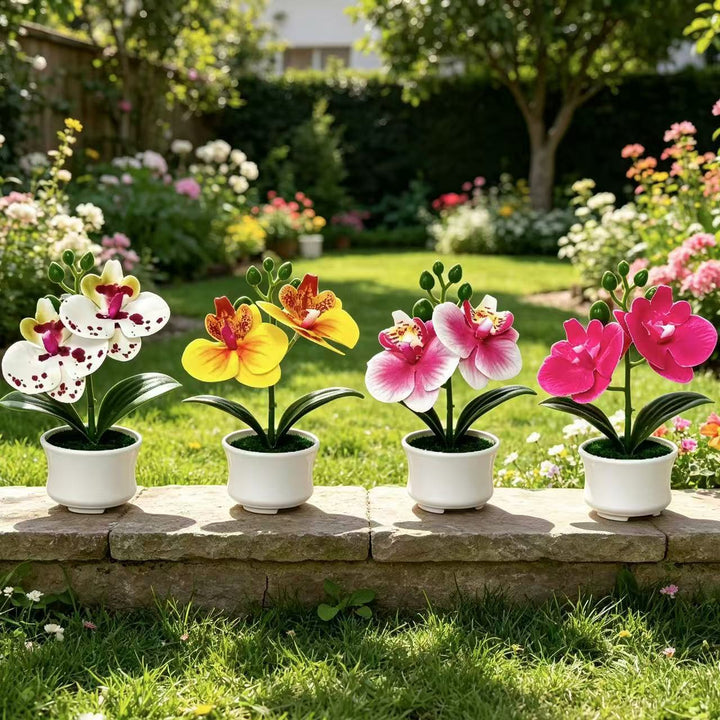 Elegant Artificial Orchid Plant Arrangement for Indoor Decor