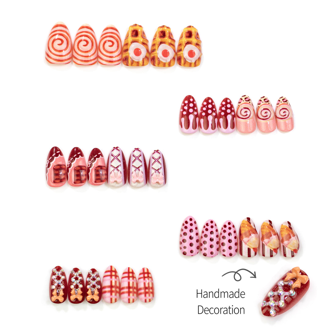 Creative Dessert-Inspired Press-On Nail Art Set