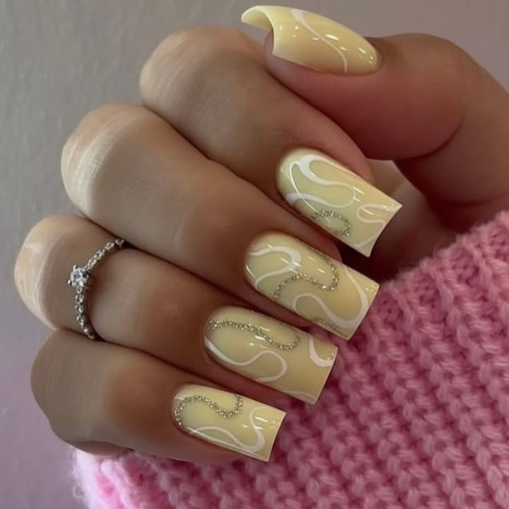 Acrylic nail set with elegant 3D decorations Stornfield