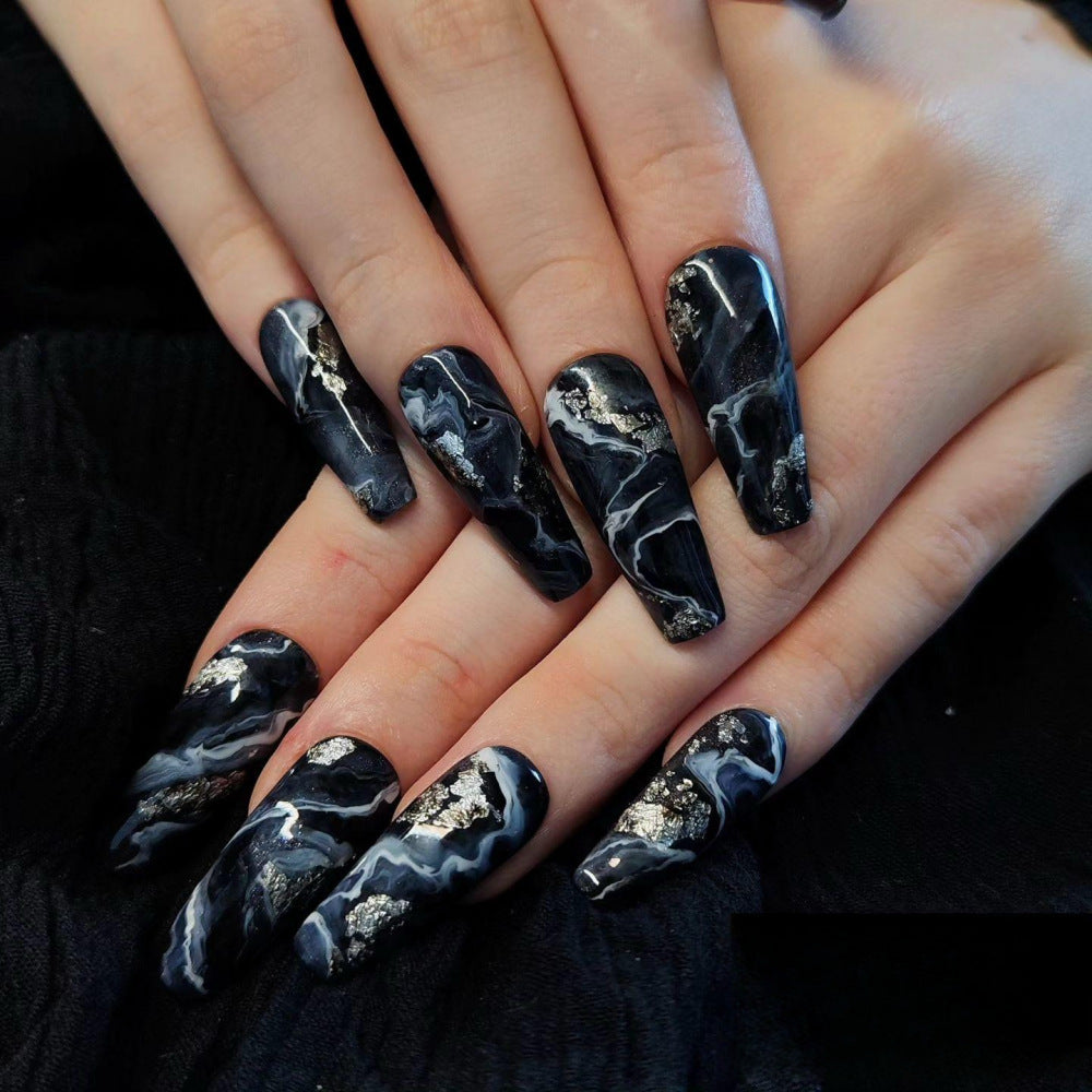 Artificial nails in elegant marble and gold design Stornfield