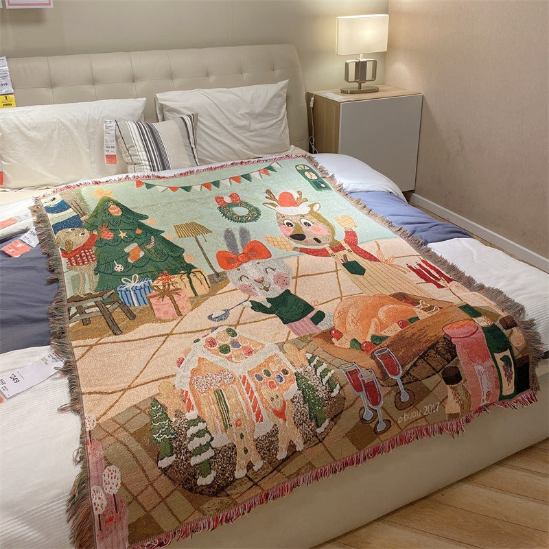 Festive Winter-Themed Throw Blanket