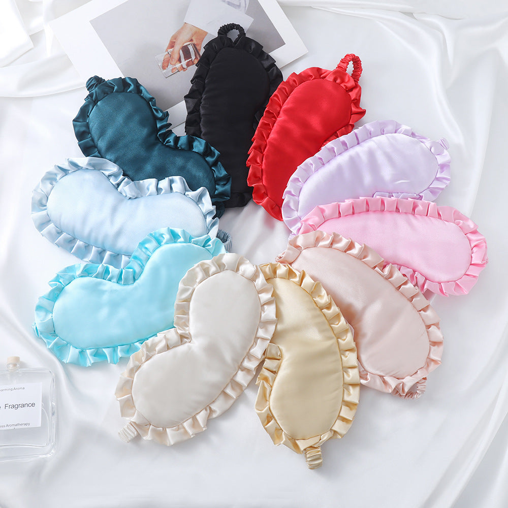 Women's nan satin-gloss eye mask with ergonomic contour, frilled ruffle edge, and gentle padding Stornfield