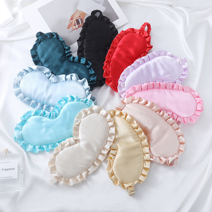 Women's nan satin-gloss eye mask with ergonomic contour, frilled ruffle edge, and gentle padding Stornfield