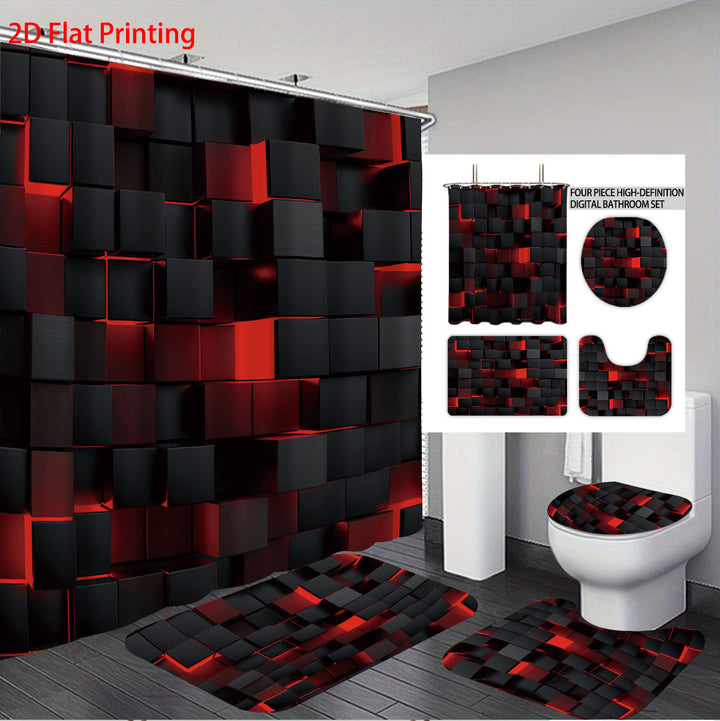 Digital Cube Pattern Bathroom Set Stornfield