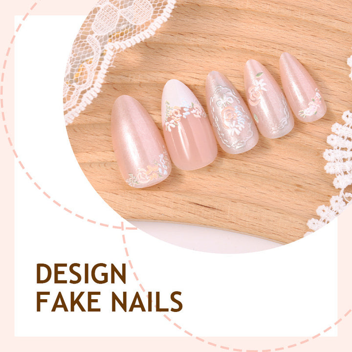 Creative nail art set with floral and glittering decorations Stornfield