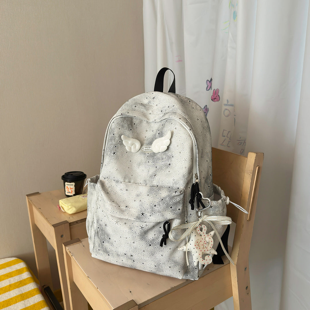Functional Backpack with Decorative Wing Accents Stornfield
