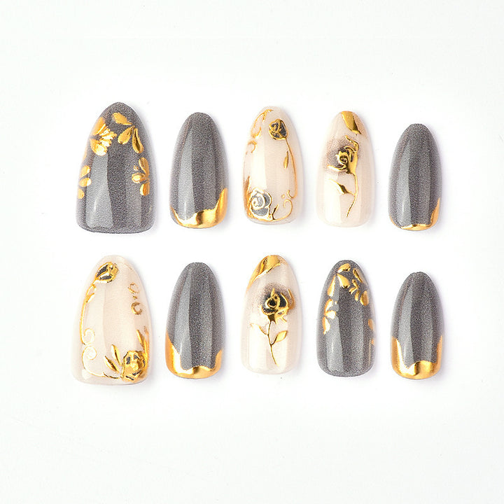 Artificial nails with elegant rose designs Stornfield