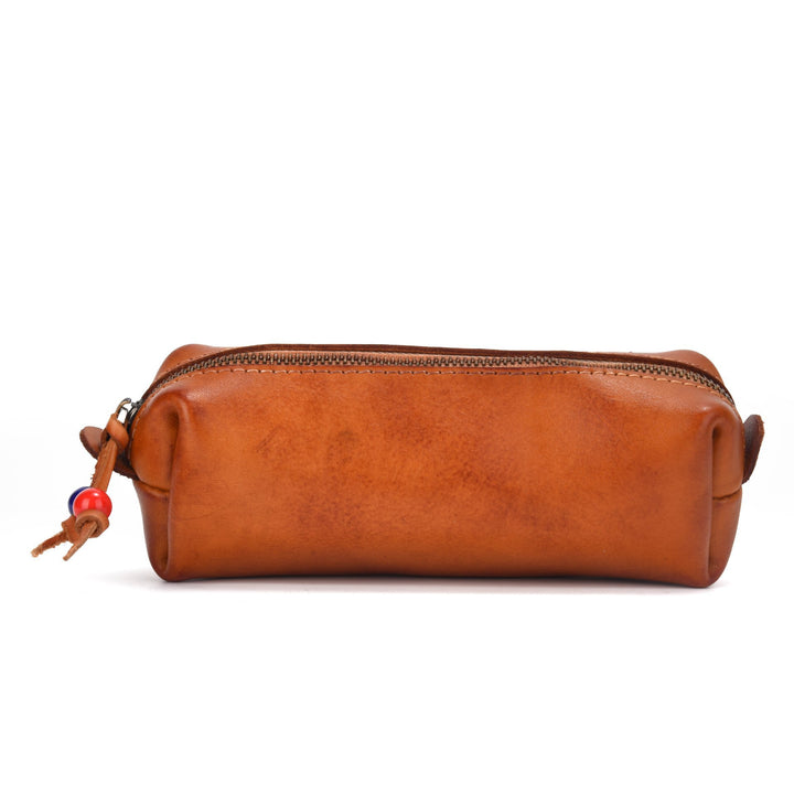 Durable Zippered Leather Pencil Case