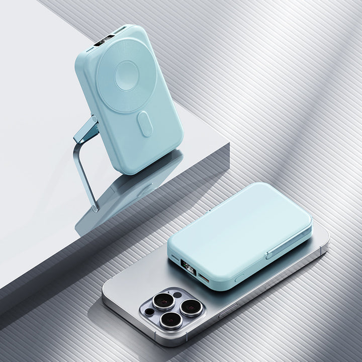 Portable power bank with foldable stand and digital charge level indicator Stornfield