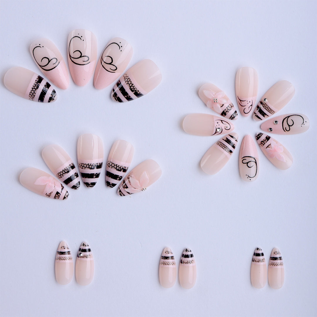 Artful Nail Extensions with Elegant 3D Decorations Stornfield