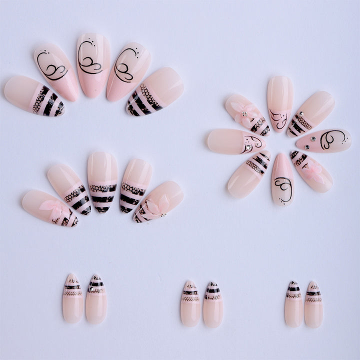 Artful Nail Extensions with Elegant 3D Decorations Stornfield