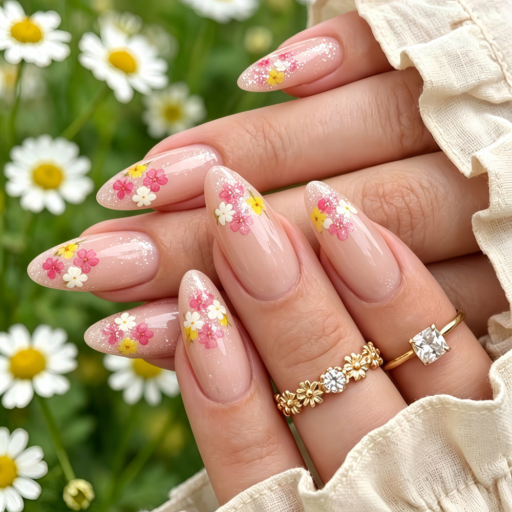Elegant artificial nails with floral decorations Stornfield