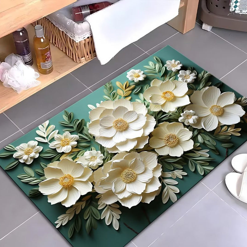 Artistic Floral Design Bath Mat Stornfield