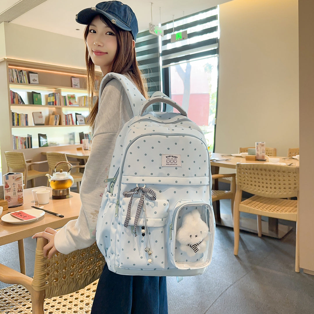 Playful Polka Dot Backpack with Transparent Window Stornfield