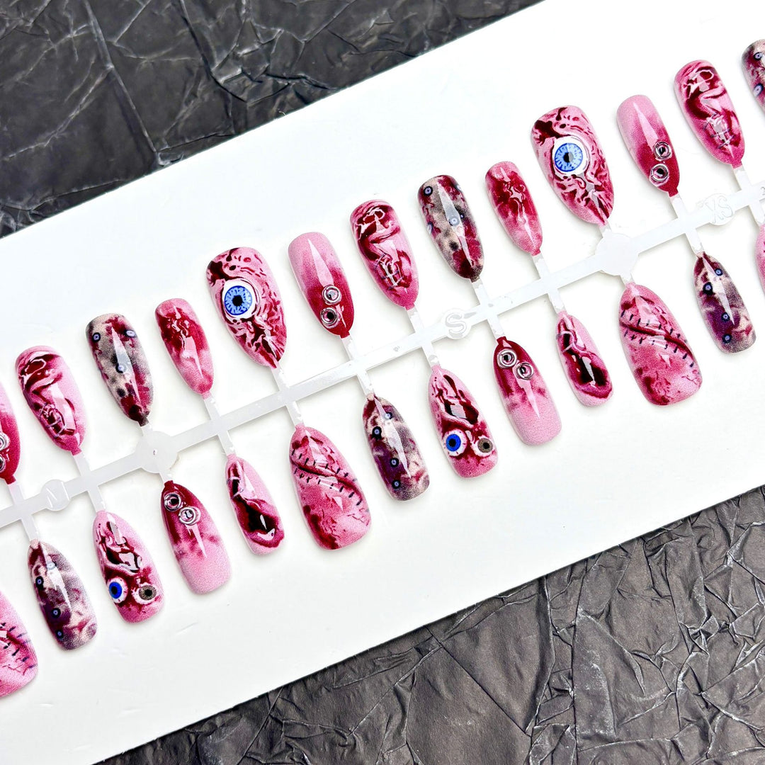 Artistic Press-On Nail Art Set with Intricate Designs