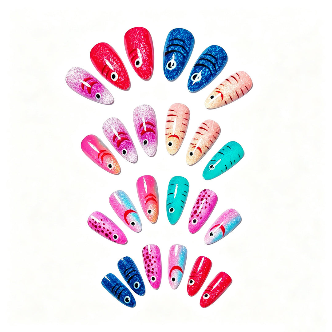 Creative artificial nails with cheerful fish design Stornfield