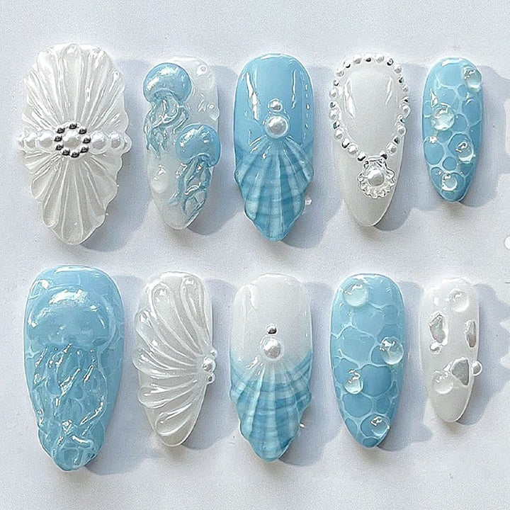 Acrylic nail set with exquisite 3D elements and elegant designs Stornfield