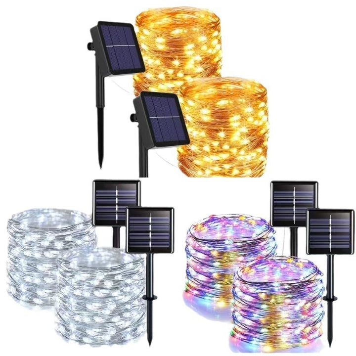 Solar Copper Wire Fairy String Lights With Dual Stake Panels Stornfield