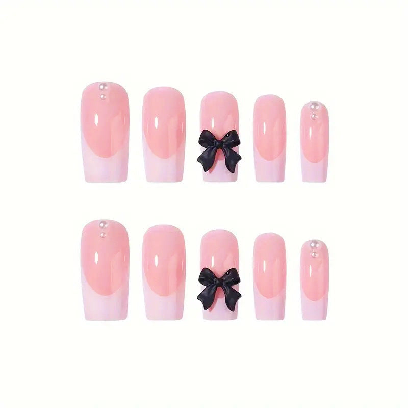 Stylish artificial nails with bow details Stornfield