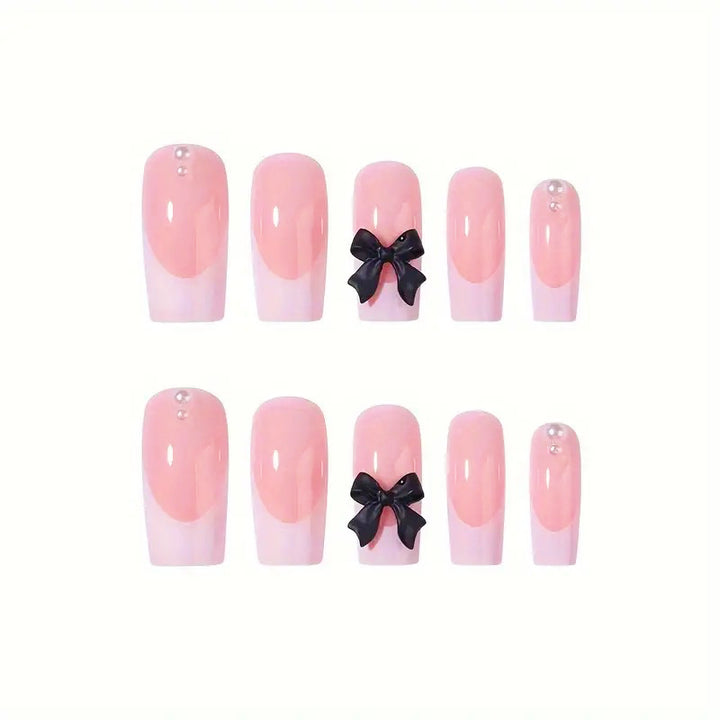 Stylish artificial nails with bow details Stornfield