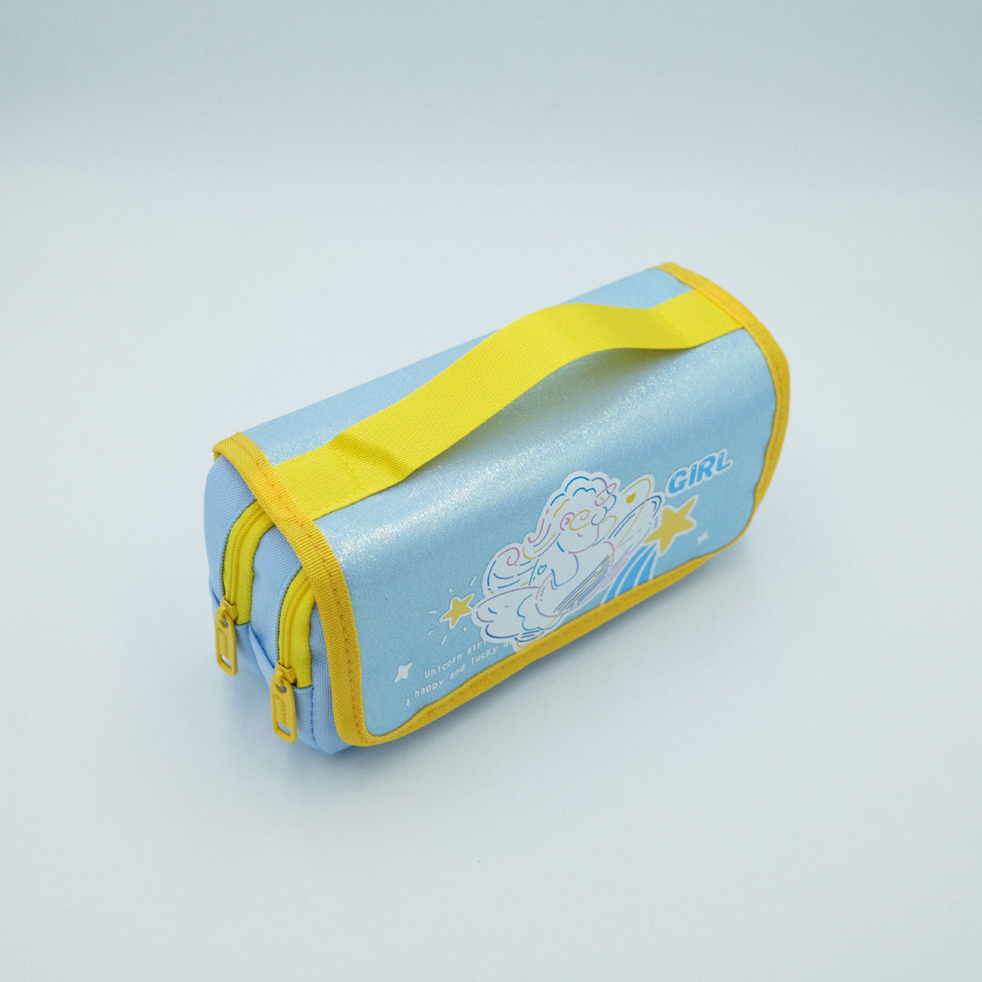 Glittery Unicorn-Themed Dual-Zipper Pencil Case