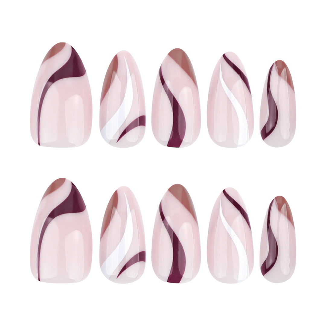 Elegant Nail Art with Modern Wave Pattern and Glitter Accents Stornfield