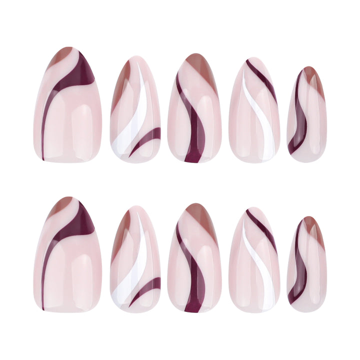 Elegant Nail Art with Modern Wave Pattern and Glitter Accents Stornfield