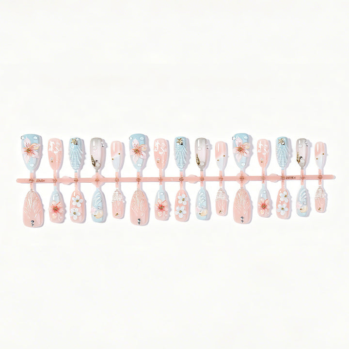 Artistic Ocean-Themed Press-On Nail Set Stornfield