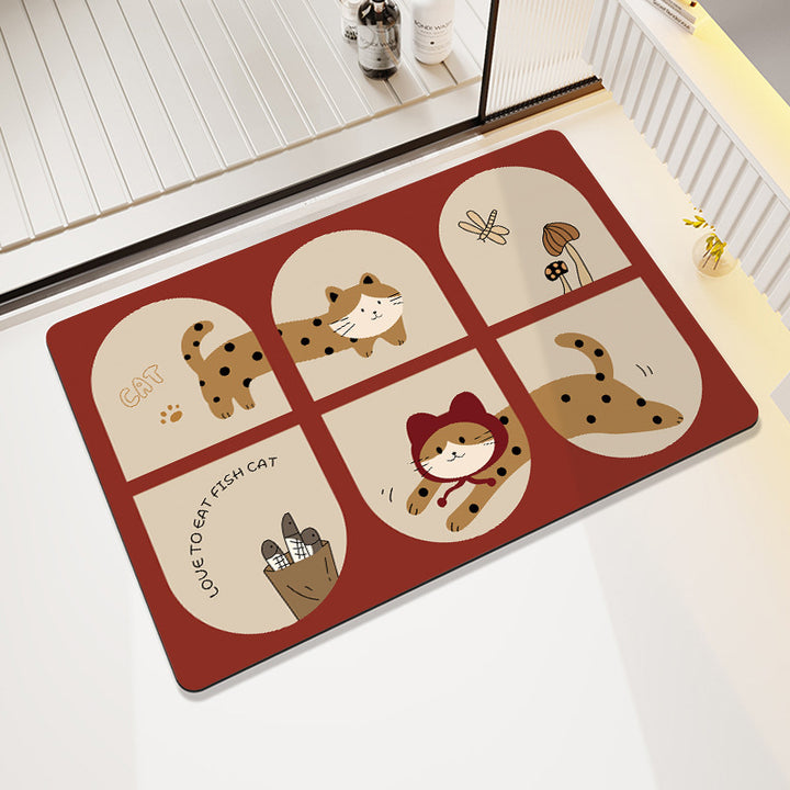 Decorative Floral Print Bath Mat Stornfield