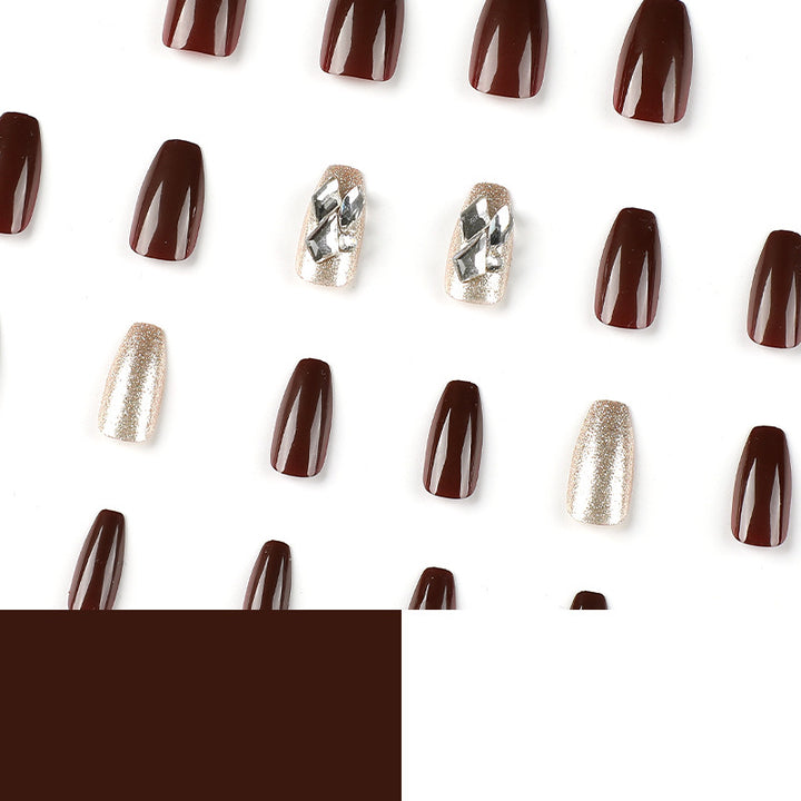 Artfully designed Gel nails with rhinestone decorations Stornfield