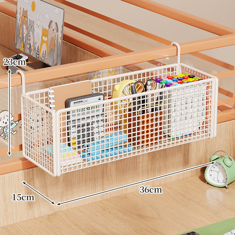 Over-Rail Metal Grid Hanging Storage Basket Organizer for Bunk Bed and Desk