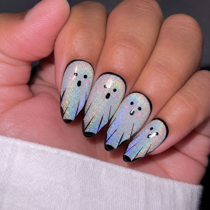 Ghost-Themed Stiletto Nail Art Stornfield