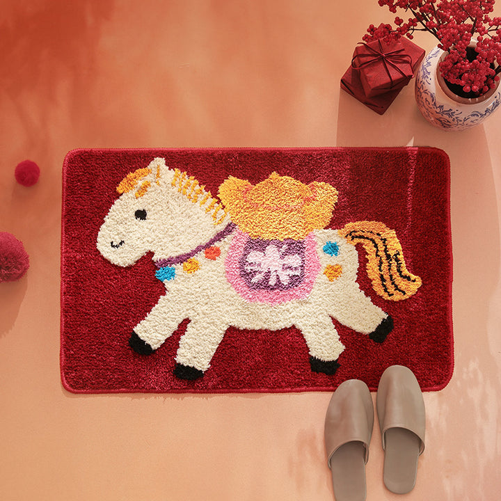 Kids bath mat with quilted pony applique and non-slip underside Stornfield