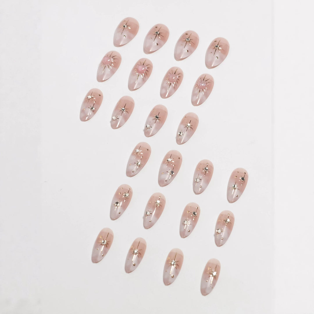 Artistic Star-Embellished Press-On Nail Set Stornfield