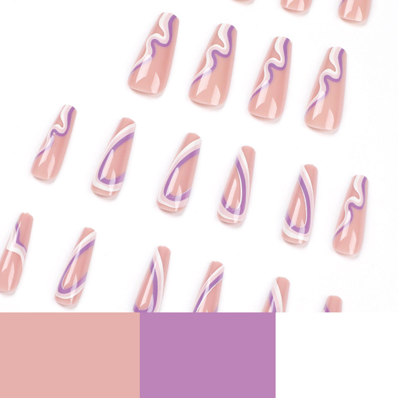 Artful nail extensions with elegant wave pattern Stornfield