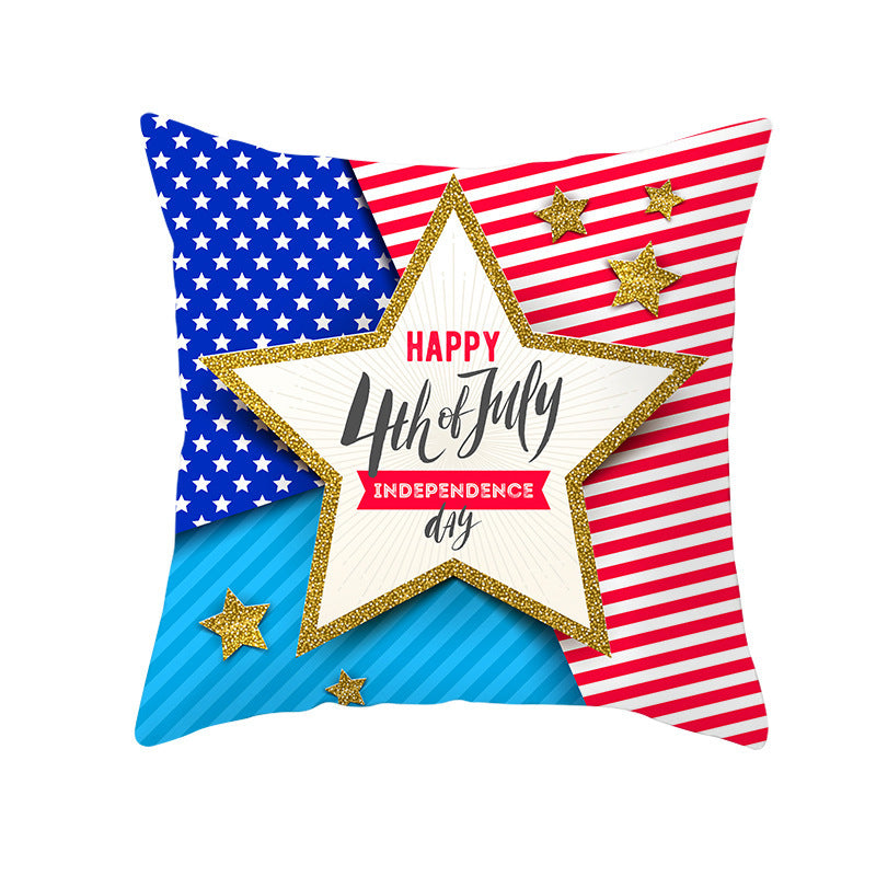 Patriotic Independence Day Cotton Canvas Throw Pillow Cover
