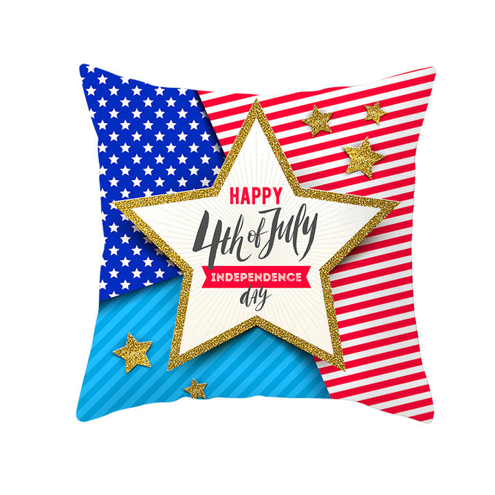 Patriotic Independence Day Cotton Canvas Throw Pillow Cover