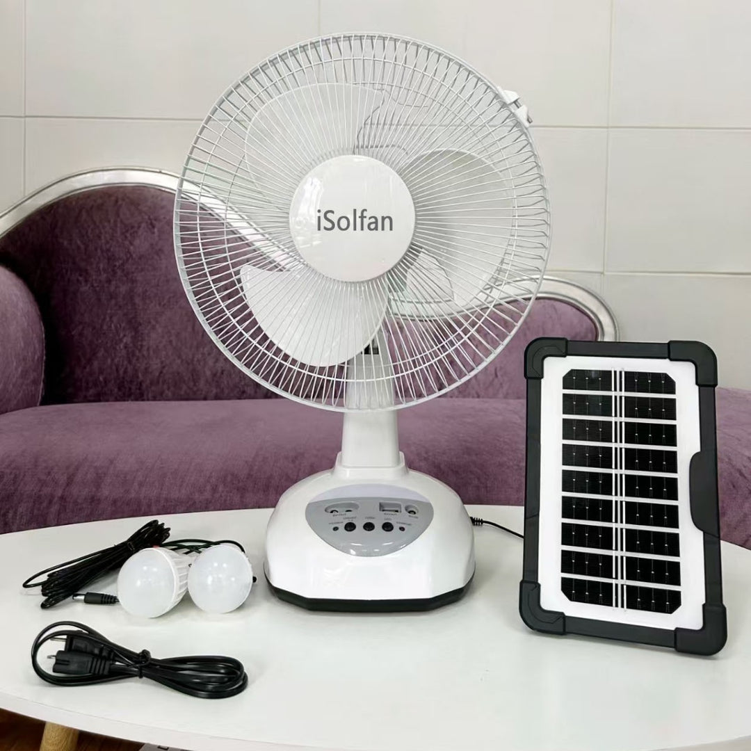 Ladies portable solar-powered fan with integrated lighting system Stornfield