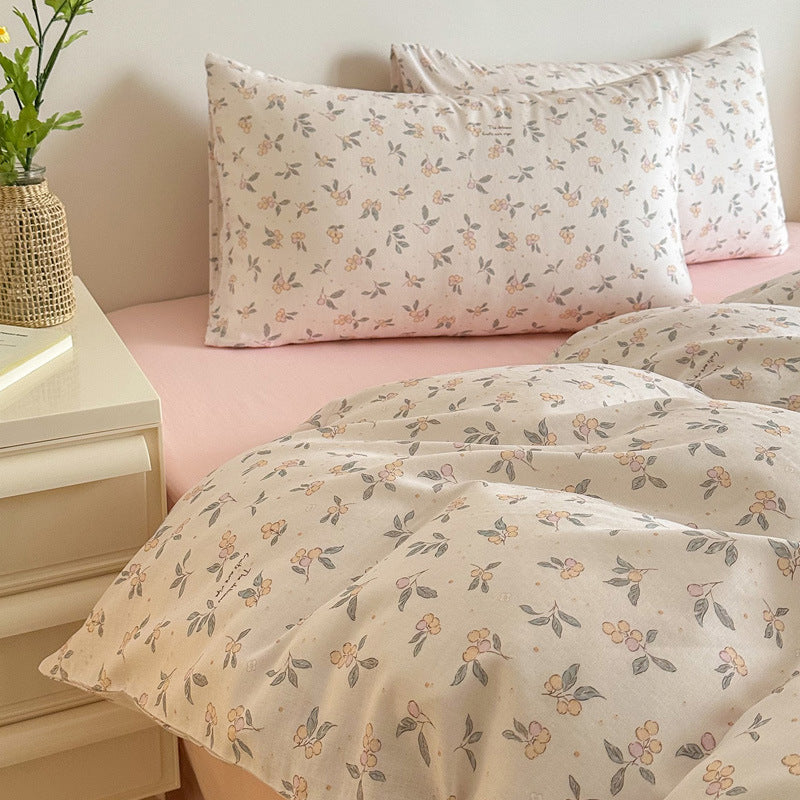 Cotton percale duvet cover and pillowcase set