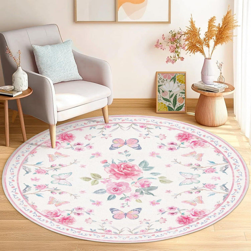Floral-Themed Round Area Rug