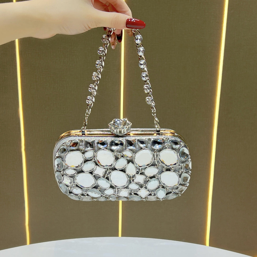 Decorative Crystal-Accented Evening Clutch