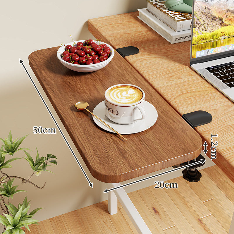 Clamp-On Expandable Desk Side Table Shelf with Wide Smooth Surface and Slim Adjustable Clamp