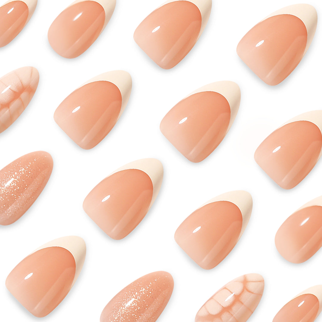 Artful nail extensions with shimmering glitter and unique design Stornfield